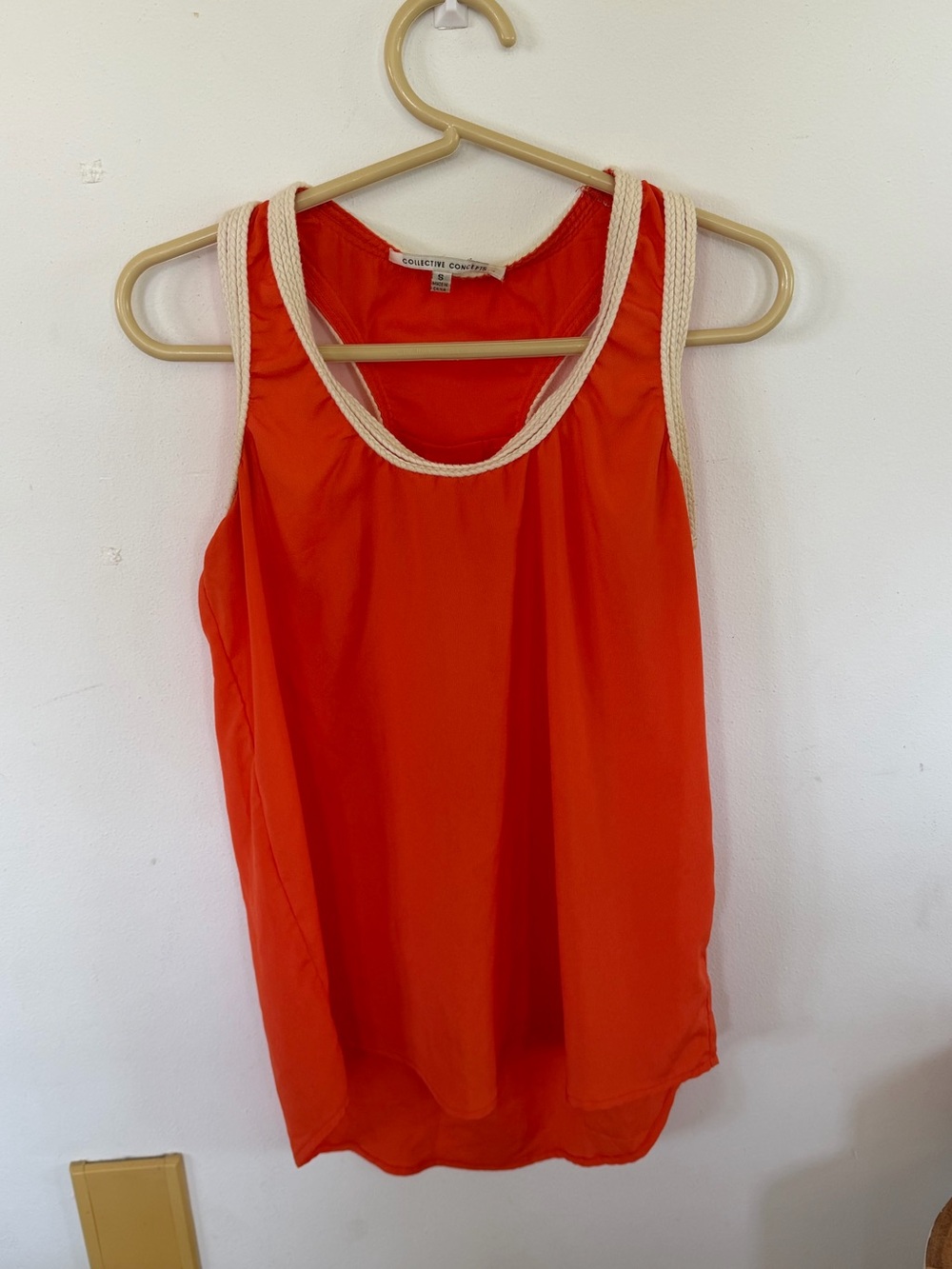 Bright Orange Sleeveless Tank with Contrast Trim